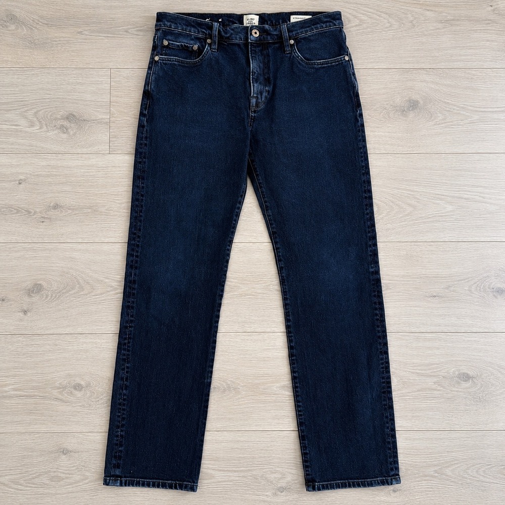 Flint and Tinder Straight Fit Jeans Mens 32x32 Dark Indigo Blue Stretch Denim